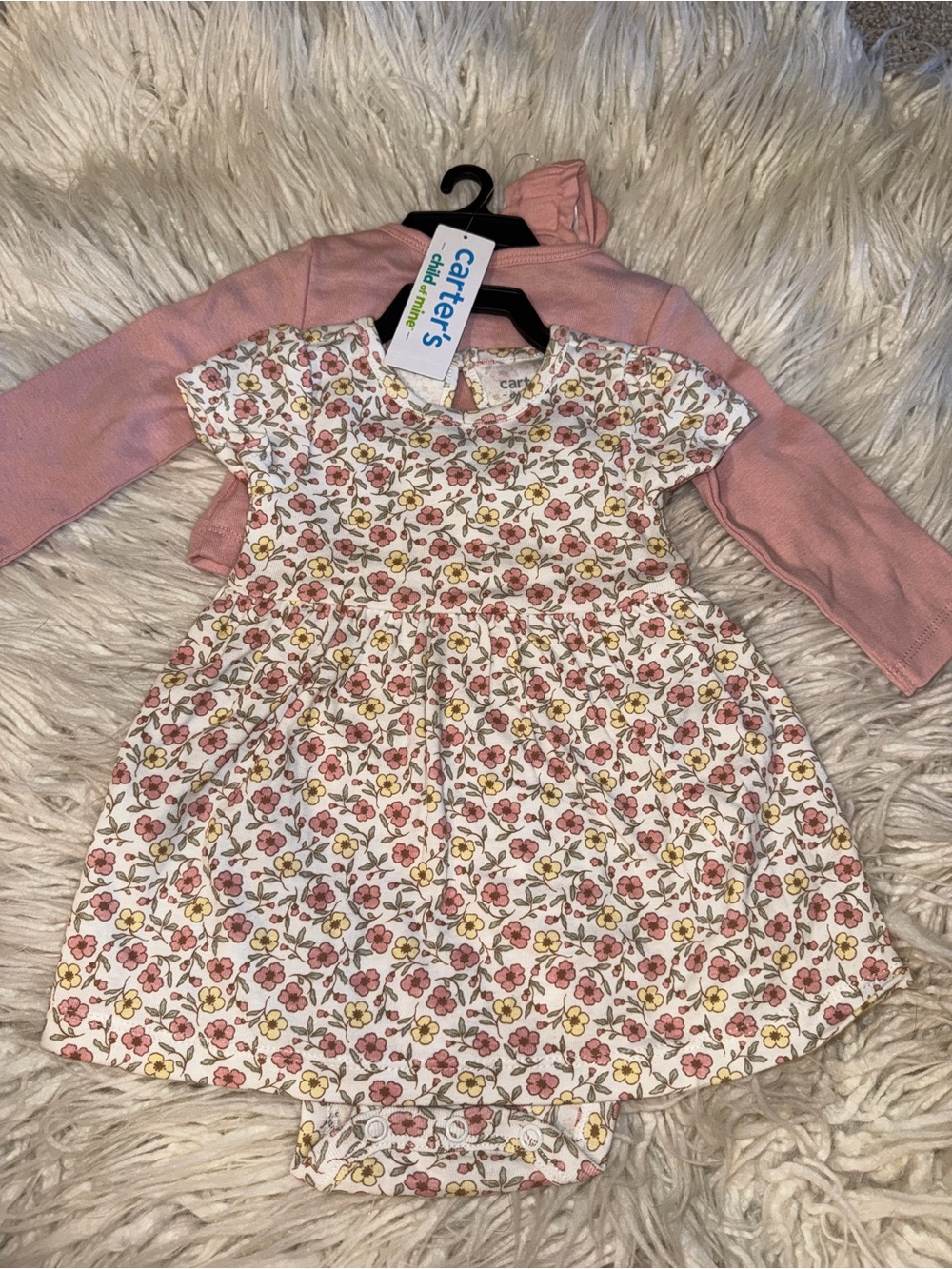 child of mine Pink Floral Dress with Pink Cardigan